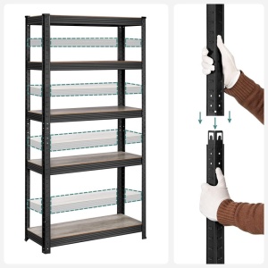 Ράφι Songmics, 5 Ράφια, 30 x 75 x 150 cm, Black, GLR030B11 - Img 4