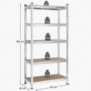 Ράφι Songmics, 5 Ράφια, 40 x 90 x 180 cm, Silver, GLR40SV - Img 7
