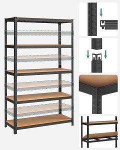 Ράφι Songmics, 5 Ράφια, 60 x 120 x 200 cm, Black, GLR060B01 - Img 3