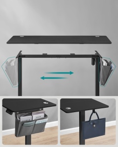 Ρυθμιζόμενο γραφείο Songmics Μαύρο 140x60x120 cm - Img 4