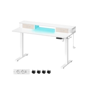 Ρυθμιζόμενο γραφείο Vasagle, Λευκό, LSD184W01, 60 x 140 x (72-120)