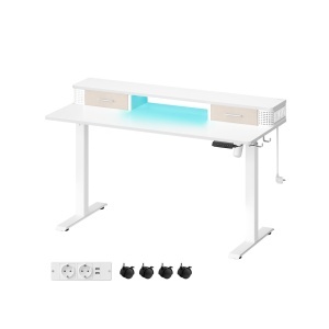 Ρυθμιζόμενο γραφείο Vasagle, Λευκό, LSD184W01, 60 x 140 x (72-120)