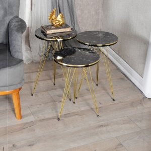 Σετ βοηθητικά τραπεζάκια 3 τεμ. Wakmi Pako World Μαύρο 33x33x55 cm - Img 2