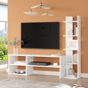 Σετ έπιπλα σαλονιού Perla, Pako World, Λευκό, 120x29x41 cm - Img 2