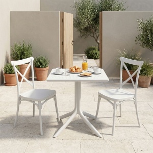 Σετ κήπου 3 τεμαχίων Groovy Crossie, Λευκό, 60x60x76 cm