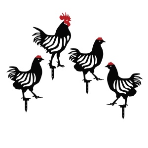 Σετ μεταλλικά διακοσμητικά αξεσουάρ κήπου Chicken Family Μαύρο 23x27 cm - Img 2