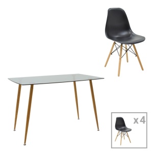 Σετ τραπεζαρίας Chloe-Julita, Pako World, 5 τεμάχια, Ανθρακί, 120x70x75 cm