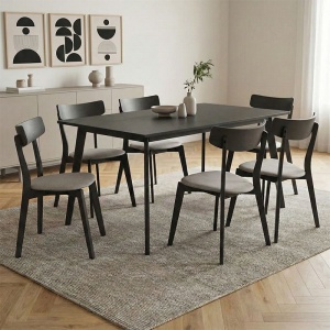 Σετ τραπέζι και καρέκλες Benson-Toto 7 τεμάχια Γκρι Rustic 150x90x75 cm