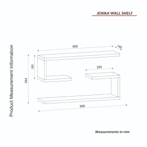 Σετ 2 ράφια Jenika Λευκό 60x18x14.5 cm - Img 5