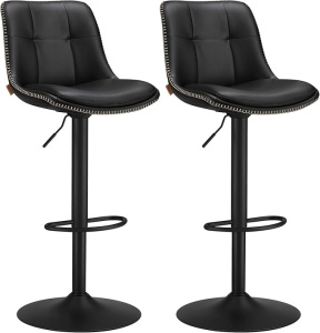Σετ 2 ρυθμιζόμενα σκαμπό μπαρ Songmics Μαύρο 38x44.5x115 cm