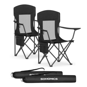 Σετ 2 τεμ. πτυσσόμενες καρέκλες camping Songmics Μαύρο 97x86.5x51.5 cm - Img 2