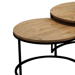 Σετ 2 τραπεζάκια σαλονιού Solme Pako World Natural 75x75x45 cm - Img 4