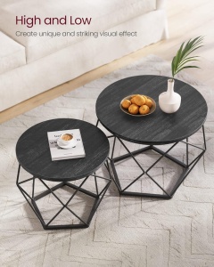 Σετ 2 τραπεζάκια σαλονιού Vasagle Σκούρο Γκρι 60x60x45 cm - Img 6