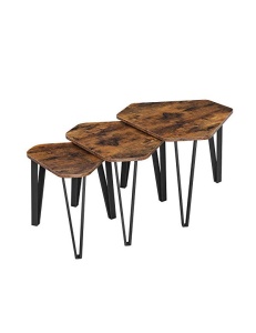 Σετ 3 τραπεζάκια σαλονιού, Vasagle, Rustic Καφέ, LNT14BX, 58 x 45 x 51 cm
