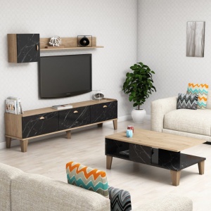 Σετ Comoda TV και τραπεζάκι σαλονιού σαλονιού SumerG5030 Oak-Marble