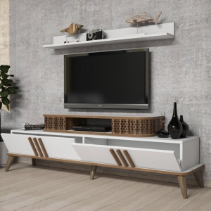 Σετ Comoda TV και τραπεζάκι σαλονιού σαλονιού Eylül Λευκό - Img 3