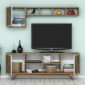 Σετ Comoda TV και τραπεζάκι σαλονιού σαλονιού İnci Walnut-Cream - Img 3