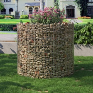 Στρογγυλή υπερυψωμένη γλάστρα gabion Songmics Ασημί 90x70x80 cm - Img 3
