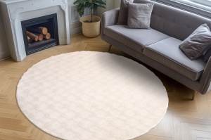 Στρογγυλό Χαλί Diamond Cut Κρεμ 120x120 cm - Img 3