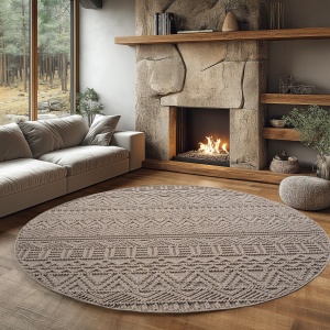Στρογγυλό Χαλί Helix etno V3 Μπεζ 160x160 cm - Img 3