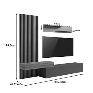 Σύνθεση TV Litende, Λευκό, 249.4x42.2x199.5 cm - Img 7