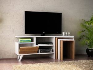 Σύνθεση TV Nature, Λευκό-Καρυδί - Img 2