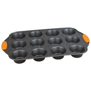 Ταψί για muffins, 12 θέσεων, με λαβή σιλικόνης, Orange BH/1138