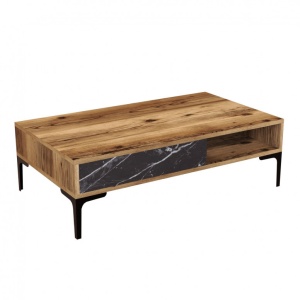Τραπεζάκι σαλονιού Istanbul - Walnut, Μαύρο Marble - Img 4