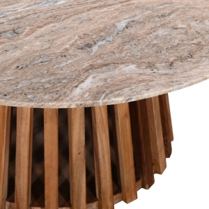 Τραπεζάκι σαλονιού Mable boho Καφέ 100x100x45 cm - Img 4