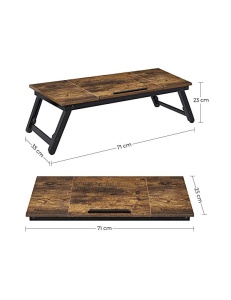 Τραπεζάκι laptop, Songmics, Ρουστίκ καφέ, LLD110B01, 71 x 35 x 23 cm - Img 5
