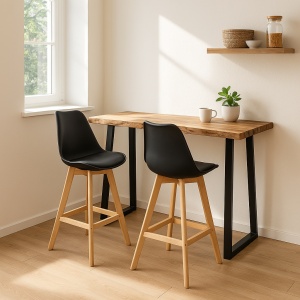 Τραπέζι μπαρ Miles Boho, Pako Word, μασίφ ξύλο, πάχος 3.7 cm, Natural, 120x53x97 cm - Img 2