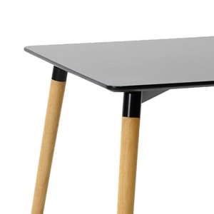 Τραπέζι Natali MDF επιφάνεια Μαύρο και πόδια naturale 80x80x76 cm - Img 2