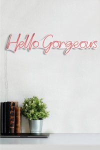 Φωτεινή Διακόσμηση Τοίχου LED Hello Gorgeous Ροζ 74x17x2 cm - Img 5