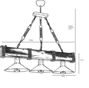 Φωτιστικό οροφής Kutuk Καρυδί 70x20x75 cm - Img 3