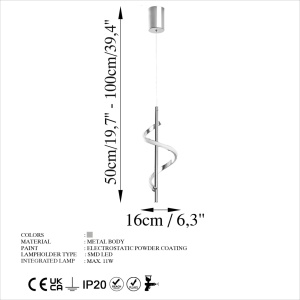 Φωτιστικό οροφής Likma Ασημί 16x50-100x16 cm - Img 6
