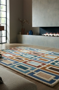 Χαλί Illusion Retro Blocks Μπλε 160X230 cm, Flair Rugs - Img 5