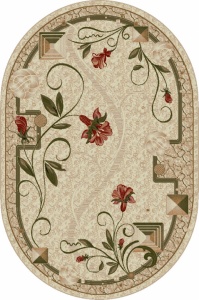 Χαλί Modern, Lotos 587, Κρεμ / Μπεζ, Oval, 60x110 cm, 1800 gr/mp