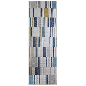 Χαλί Διαδρόμου Rosco Geo Outdoor Μπλε 80x230 cm, Flair Rugs - Img 5