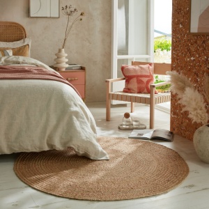 Χαλί Capri Jute Circle Natural/Corai 180X180 cm, rotund, Flair Rugs