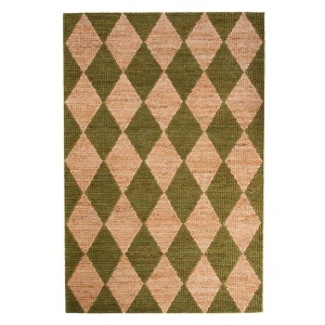 Χαλί Effie Diamond Jute Πράσινο masliniu 160x230 cm, Flair Rugs - Img 2