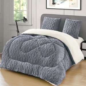Χοντρό πάπλωμα Cocolino με γουνάκι Wave V27 Grey Cobalt 4.5kg, 200x230