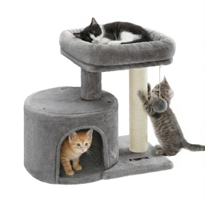 Ansamblu de joaca pentru pisici Clawfy, Gri, 48x32x47 cm