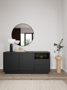 Bufet Tribeca, Negru, 75x160x40 cm