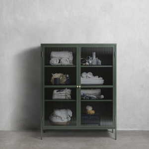 Cabinet cu vitrina BRONCO, Verde, 40x140x111 cm - Img 2