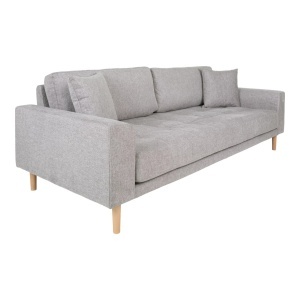 Canapea 3 locuri Lido, Gri deschis , 93x210x76 cm