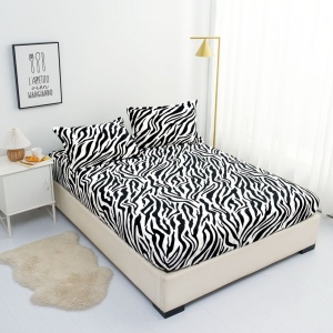 Cearsaf de pat Cocolino cu elastic si 2 fete de perna Zebra style 180x200cm