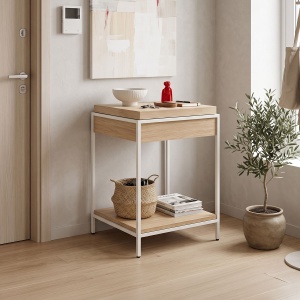 Consola cu spatiu de depozitare Odar, Alb, 63x63x80 cm
