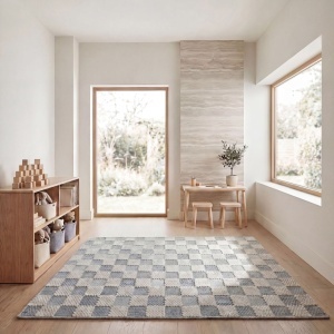 Covor Muted Checkerboard Albastru 155x230 cm - Img 3