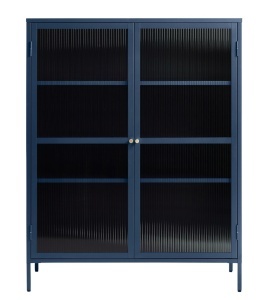 Dulap cu vitrina BRONCO, Albastru, 40x140x111 cm