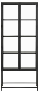 Dulap cu vitrina Seaford, Negru, 185.6x77x35 cm - Img 3